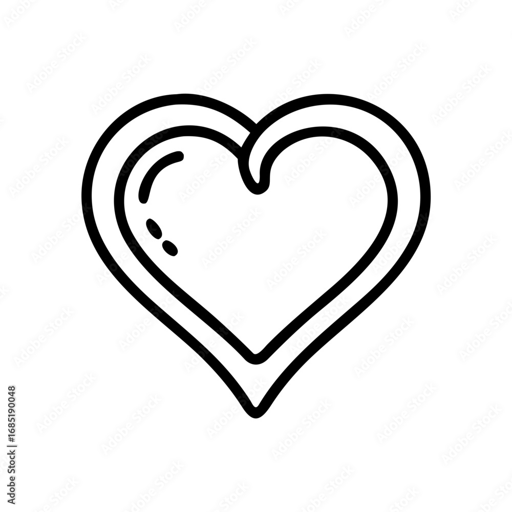 Poster a simple graphic of a heart shape with a double outline and small dots in the upper left corner
