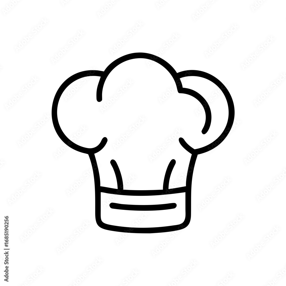 Poster simple graphic depiction of a chef's hat with a puffy top and a band around the base design element