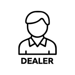Outline drawing of a person with a shirt and collar labeled as a dealer representation icon