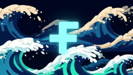 Ocean Wave with Financial Symbol - Powered by Adobe