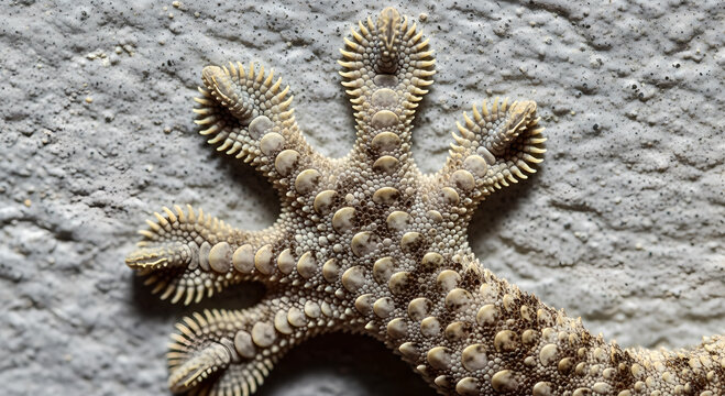 Detailed close up of a gecko's foot showcasing its unique texture and intricate pattern against