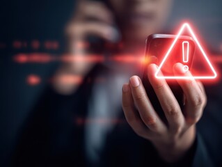 Scam or spam alert calls, person receiving unknown caller notification with a Warning Messages to Prevent Scams, Fraud, and Identity Theft on smartphone, Mobile Security Against Cybercrime.