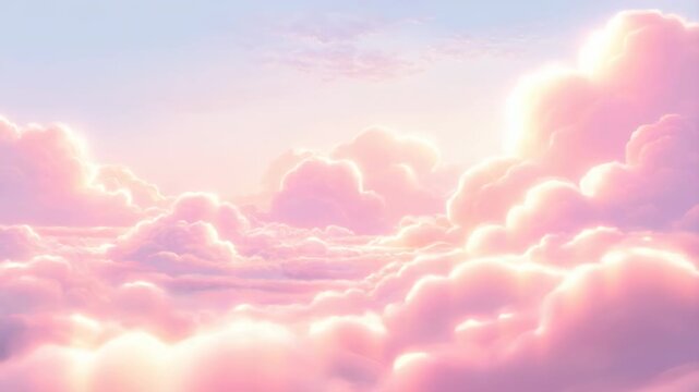 Pink cloudscape moving gently in the atmosphere