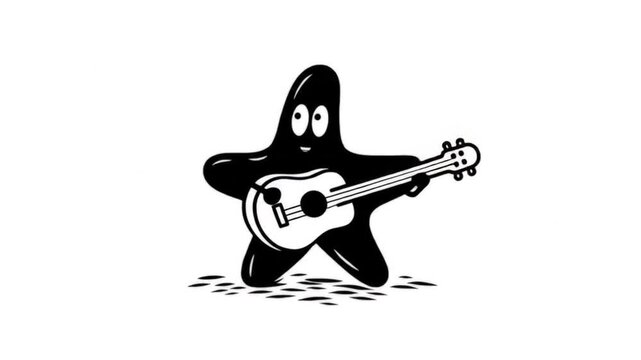 Starfish playing ukulele
