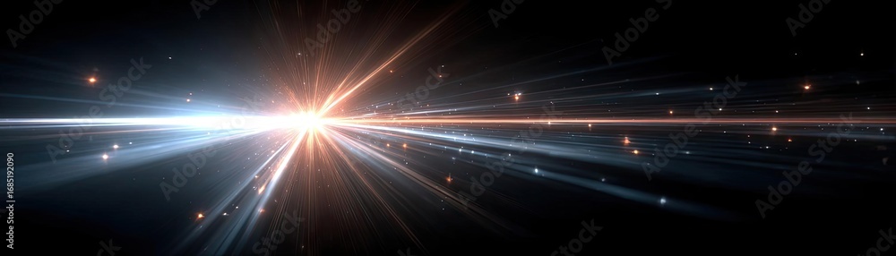 Poster metal laser cutting machine creating sparks concept. a vibrant display of light beams and particles 