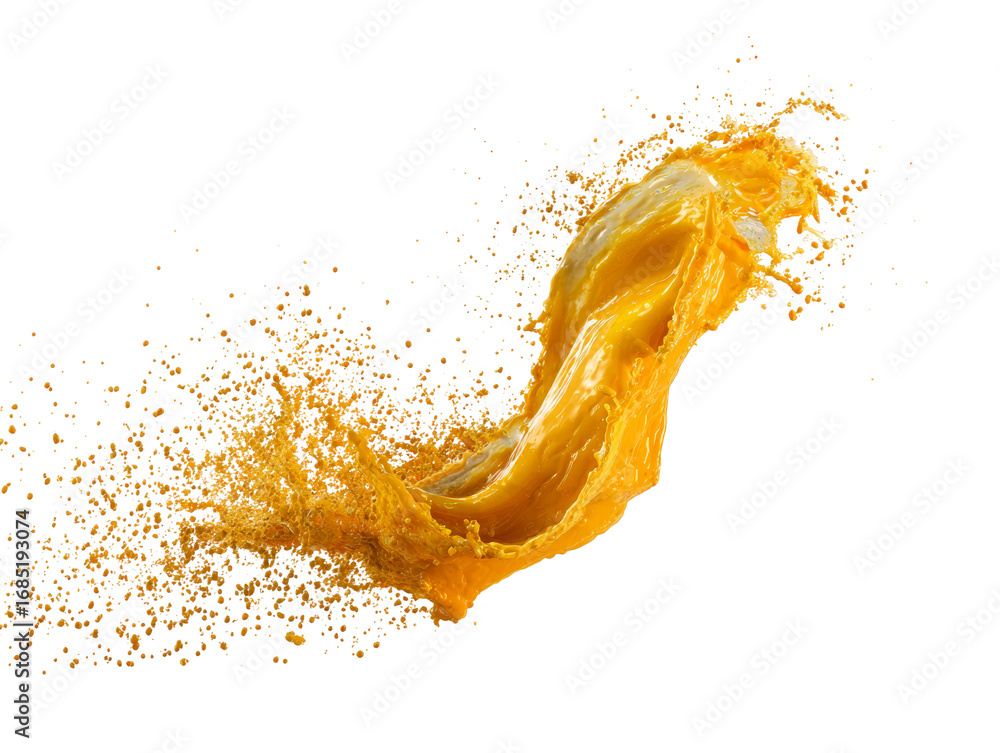 Poster dynamic surge of vibrant yellow liquid against a stark setting creating captivating splash