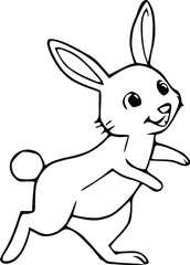 Cute hand-drawn rabbit illustration in black and white.