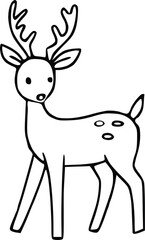 Simple hand-drawn deer illustration in black and white for woodland themes.
