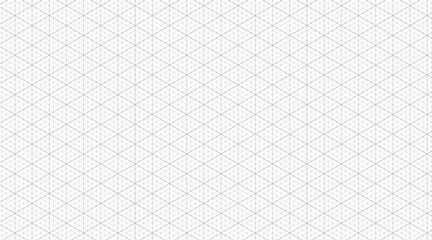 Gray isometric grid with triangles. Vector background template for drawings, architectural plans, and technical graphics. Rulers, guides, and precise markings.