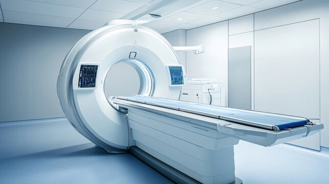 CT (Computed tomography) scanner in hospital laboratory. CT scan an advance technology for medical diagnosis. 3d illustration. - Powered by Adobe
