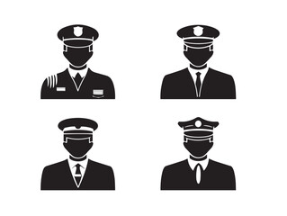 Police Officer Symbol Icon Collection in Bold Professional Silhouette Vector Artwork