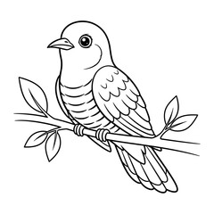 Obraz premium Cute Anime Style Asian Cuckoo Coloring Page for Children Discovering Asian Birds