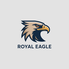 Obraz premium Illustration of a royal eagle head logo, a symbol of strength, power, and freedom, perfect for branding and corporate identity design
