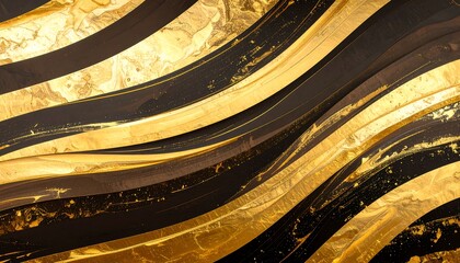 Abstract wavy gold and dark brown design