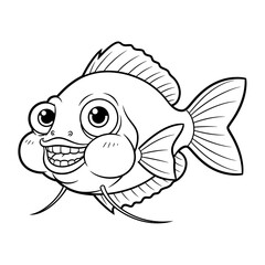 Cute Anime Style Asian Gourami Coloring Page for Children Learning About Fish