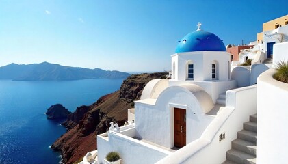 Serene Greek Monastery on Aegean Hillside Peaceful Spiritual Retreat with Ancient Architecture