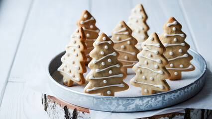 Christmas tree cookies with white icing festive holiday baking
