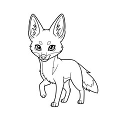 Cute Anime Style Asian Jackal Coloring Page for Children Learning About Asian Canines