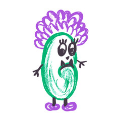 Children's icon with wax crayons and pastels