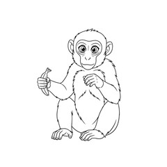 Naklejka premium Asian Macaque Coloring Page for Kids in a Cute Anime Style Fun Educational Primate Activity