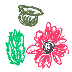 Children's icon with wax crayons and pastels