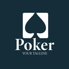 Poker Logo Design with Spade Symbol for Casino, Card Games, and Gambling Branding