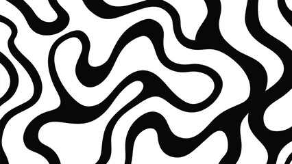 Abstract black and white wavy organic flowing lines pattern background texture