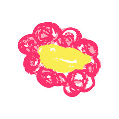 Children's icon with wax crayons and pastels