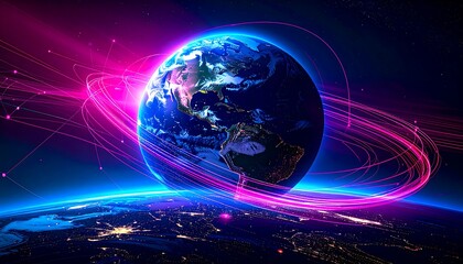 Earth in vibrant cosmic rings