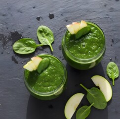 Healthy Green Smoothie with Apple and Spinach