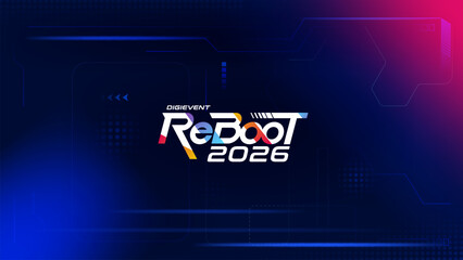 Futuristic Circuit Board Background with Reboot 2026 Typography - Digital Technology Event Poster