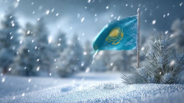 Winter flag scene
