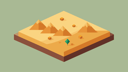 A desert scene with a small tree in the middle. The desert is full of sand dunes and mountains
