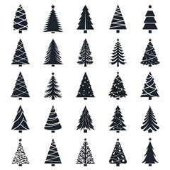 Obraz premium Set of 20 Christmas tree icons vector