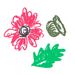 Children's icon with wax crayons and pastels