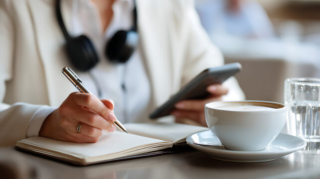 Personal assistant taking notes during a conference call (2)