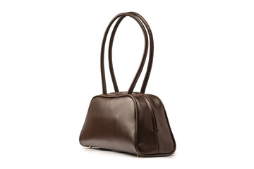 Bowling browm leather bag isolated on a white background.