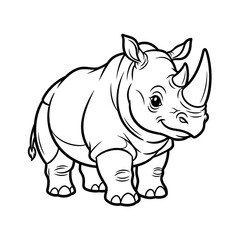 Obraz premium Indian Rhinoceros Coloring Page for Kids in Cute Anime Style Fun Educational Wildlife Activity