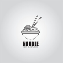 Noodle logo. Asian food. Chinese, Korean, Japanese cuisine. Logo template. Hand drawn vector illustration.
