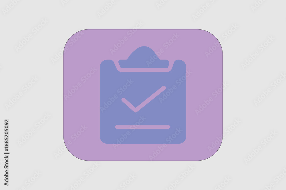 Poster the image shows a purple icon of a clipboard with a checkmark in the center. the clipboard represent