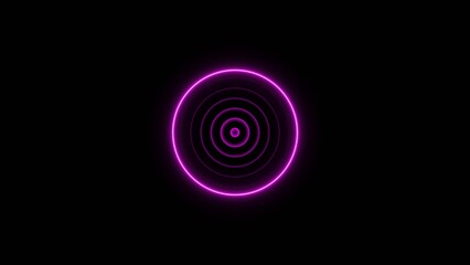 Radio waves concept magenta color 4k illustration. Radio wave signal motion graphics and Radio waves black background 4k illustration.