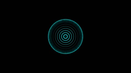 Radio waves concept cyan color 4k illustration. Radio wave signal motion graphics and Radio waves black background 4k illustration.