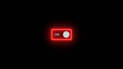 Switch on and switch off button red color 4k illustration. Power digital button. Turning on-off animation. Black background 4k illustration.