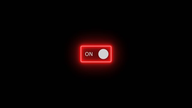 Switch on and switch off button red color 4k illustration. Power digital button. Turning on-off animation. Black background 4k illustration.
