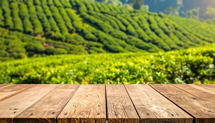 Wooden table in a tea plantation (1)