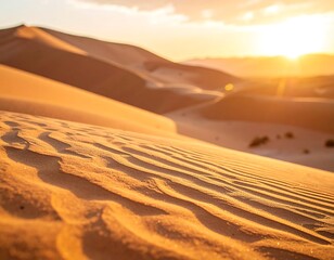Golden Desert Sunset Landscape.
