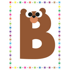 Cartoon alphabet letters vector for kids B