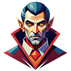 Flat colorful vampire with cape and fangs illustration