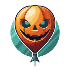Colorful spooky pumpkin balloon illustration