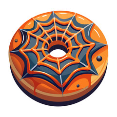 Colorful halloween donut with spider web icing design